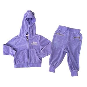 Juicy Couture Baby Purple Terrycloth Tracksuit Set Purple Gold Sequin Logo 6/9M
